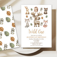 Modern Moose Woodland Wild 1. Geburtstag