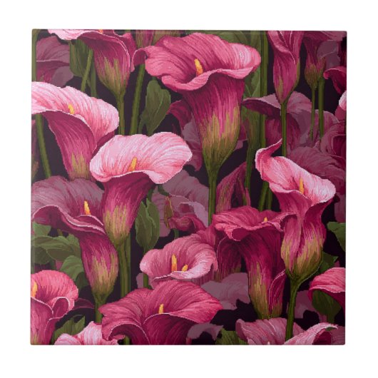 Modern Moroccan Calle Lilies Tiles  Fliese (Vorderseite)