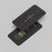 Modern Mortician Monogram Black Gold Visitenkarte