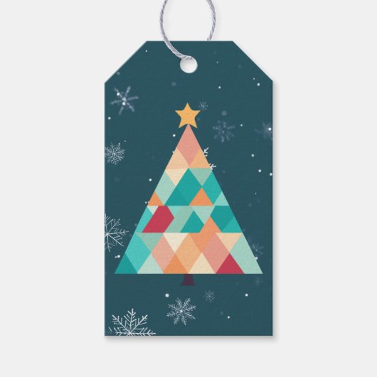 Modern Mosaic Christmas Tree Gift Tag Geschenkanhänger (Vorderseite)