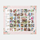 Modern MOTHER Foto Collage Bloral Blush Pink Fleecedecke (Vorderseite (Horizontal))