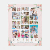 Modern MOTHER Foto Collage Blush Pink Blues Floral Fleecedecke (Vorderseite)
