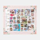 Modern MOTHER Foto Collage Blush Pink Blues Floral Fleecedecke (Vorderseite (Horizontal))