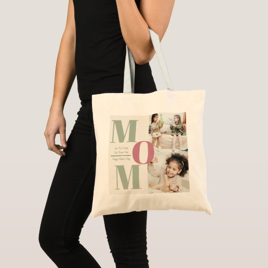 Modern Mother's Day Foto Collage MAMA Tote Tasche (Vorderseite (Produkt))