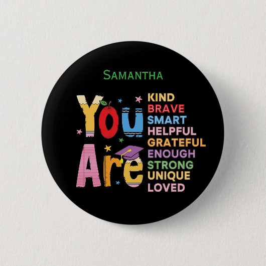 Modern Motivational Positive Affirmations Name Button (Vorderseite)