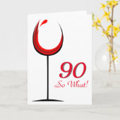 Modern Motivational Red Wine Glass 90th Birthday Karte (Gelbe Blume)