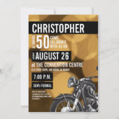 Modern Motorrad Thema 50. Geburtstag Golden Einladung (Vorderseite)