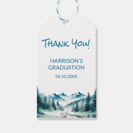Modern Mountain Grad Party Geschenkanhänger (Vorderseite)