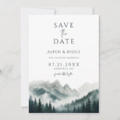 Modern Mountain Greenery Save the Date Photo Einladung (Vorderseite)