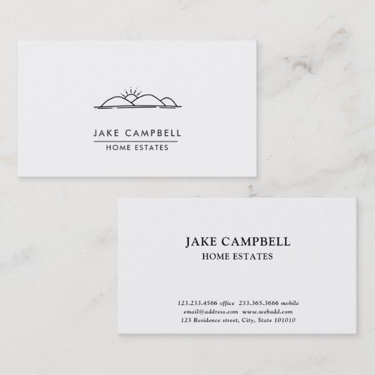 Modern Mountain Landschaft Sun| Visitenkarte (Vorne/Hinten)