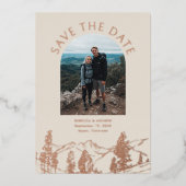 Modern Mountain Outdoors Wedding Save The Date Folieneinladung (Vorderseite)