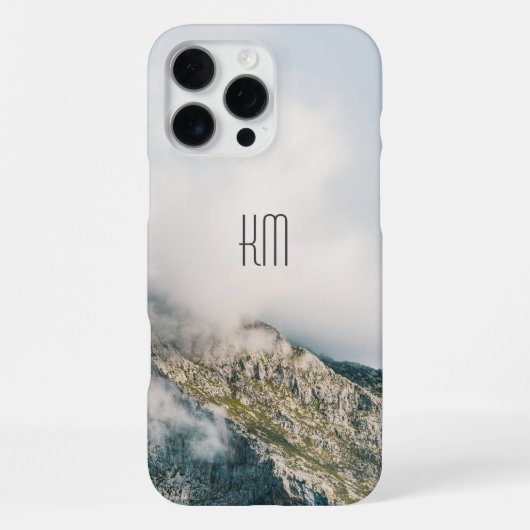 Modern Mountain Peak Monogram iPhone Hülle (Rückseite)