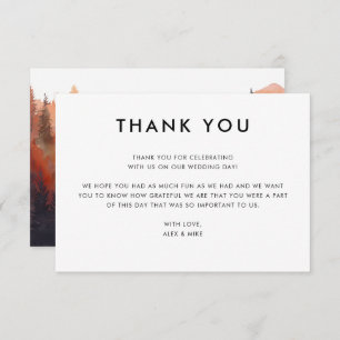Modern Mountain Wedding Fall Custom Message Dankeskarte