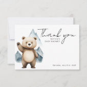 Modern Mountains Bear Safari Baby Shower Dankeskarte (Vorderseite)