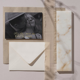 Modern Mousse Brown Foto and Foil Save the Date Folieneinladung