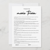 Modern Movie Trivia Brautparty Game Card Einladung (Vorderseite)