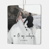 Modern Mr. and Mrs. 2 Fotos Weihnachten Keramikornament (Links)