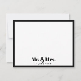 Modern Mr. and Mrs.. Ihr Nachname Schwarz-weiß Mitteilungskarte