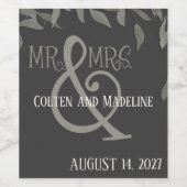 Modern Mr. & Mrs. Black Simple Elegant Inspirivity Weinetikett (Einzelnes Label)