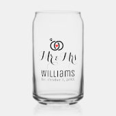 Modern Mr. Mrs. Name Date & Rings Design, Hochzeit Dosenglas (Vorderseite)