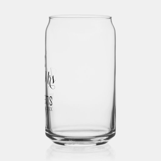 Modern Mr. Mrs. Name Date & Rings Design, Hochzeit Dosenglas (Links)