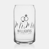 Modern Mr. Mrs. Name Date & Rings Design, Hochzeit Dosenglas (Vorderseite)