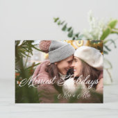 Modern Mrs & Mrs Fröhlichste Feiertage Weihnachten Save The Date (Stehend Vorderseite)
