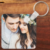 Modern Mrs. Newlywed Typography Foto Metal Schlüsselanhänger (Rückseite)