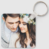 Modern Mrs. Newlywed Typography Foto Metal Schlüsselanhänger (Rückseite)