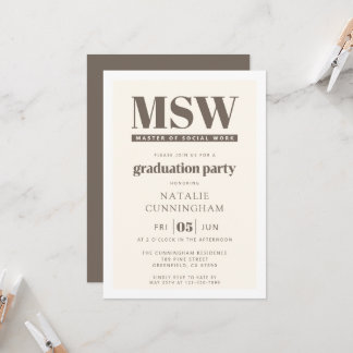 Modern MSW Master of Social Work Graduation Einladung