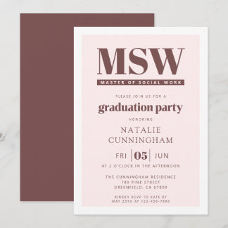 Modern MSW Master of Social Work Graduation Einladung