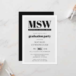 Modern MSW Master of Social Work Graduation Einladung