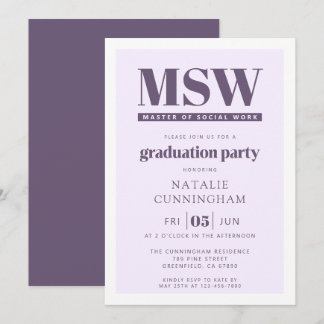 Modern MSW Master of Social Work Graduation Einladung
