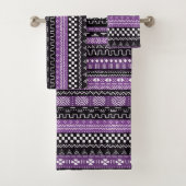 Modern Mudcloth Mix Lila Badhandtuch Set (Insitu)