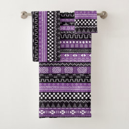 Modern Mudcloth Mix Lila Badhandtuch Set