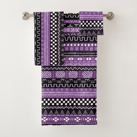 Modern Mudcloth Mix Lila Badhandtuch Set (Insitu)