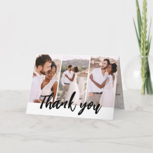 Modern Multi Foto Einfache Hochzeit Dankeschön Car Dankeskarte