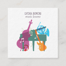 Modern Multi-Instrument Music Business Card Quadratische Visitenkarte