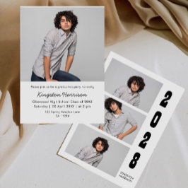Modern Multi Photo Boy Graduation Invitation Einladung