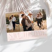 Modern Multi Photo Couple's Signature Peach Save The Date