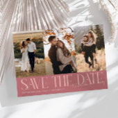 Modern Multi Photo Couple's Signature Pink Save The Date