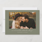 Modern Multi Photo Couple's Signature Sage Green Save The Date (Rückseite)