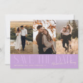 Modern Multi Photo Couple's Signature Wisteria Save The Date (Vorderseite)