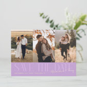 Modern Multi Photo Couple's Signature Wisteria Save The Date (Stehend Vorderseite)