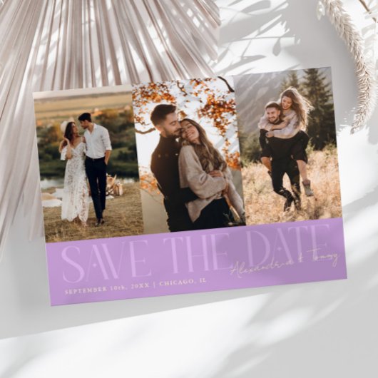 Modern Multi Photo Couple's Signature Wisteria Save The Date