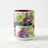 Modern Multi Photo Family Burgundy Red collage Tasse (Zentrum)