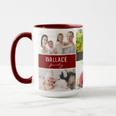 Modern Multi Photo Family Burgundy Red collage Tasse (Links)