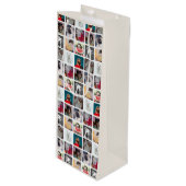 Modern Multi Photo Square Insta Pattern Geschenktüte Für Weinflaschen (Vorderseite Schrägansicht)