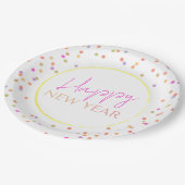 Modern Multicolor Dots Happy New Year Pappteller (Schrägansicht)