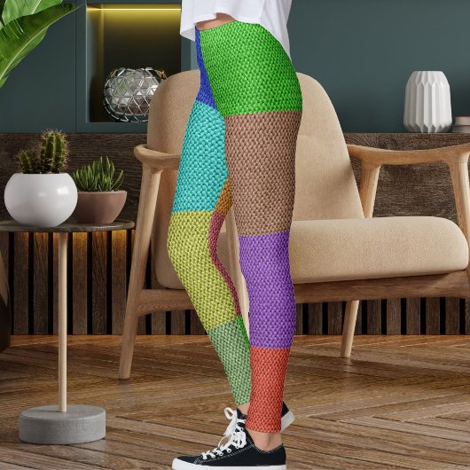 Modern Multicolor Knitting Wool Textured Pattern Leggings
